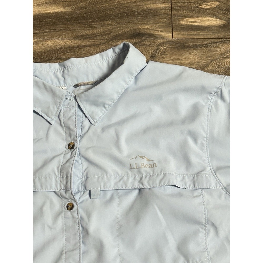 L.L. Bean Blue Size 2X Plus Short sleeves Buttondown outdoor Tropic shirt 615 - Picture 2 of 5
